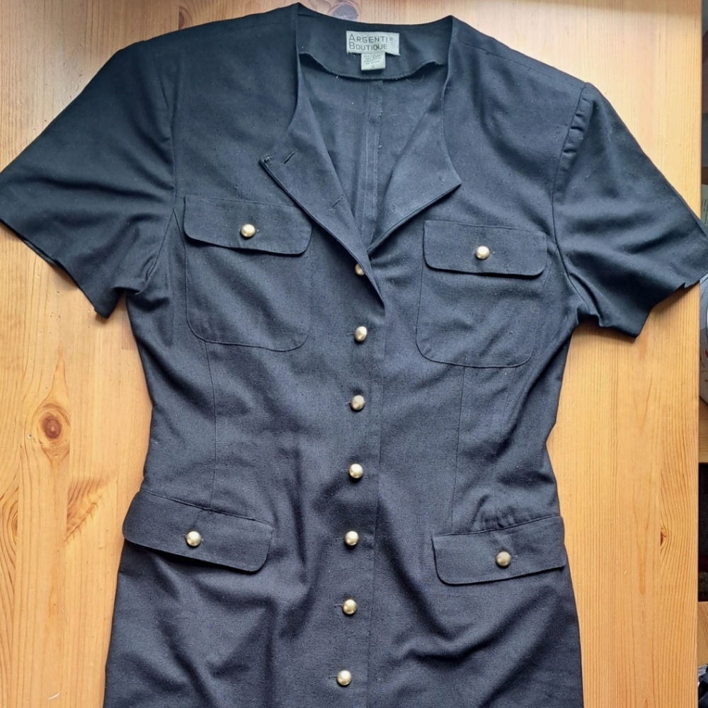 1990s Argenti Boutique Black button dress